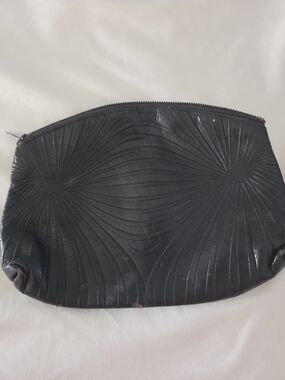 Vintage Black Embossed Sunburst Cosmetic Pouch